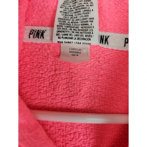 Y2K Victorias Secret Pink Full Zip Hoodie Size Medium Pink Fleece '14 - Picture 4 of 8